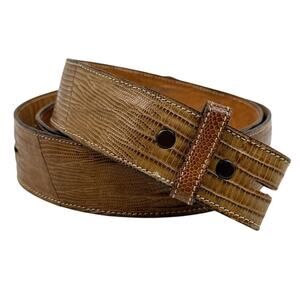 Tony Lama Gold Label Genuine Lizard Embossed Leather Belt Strap Tan Western 38